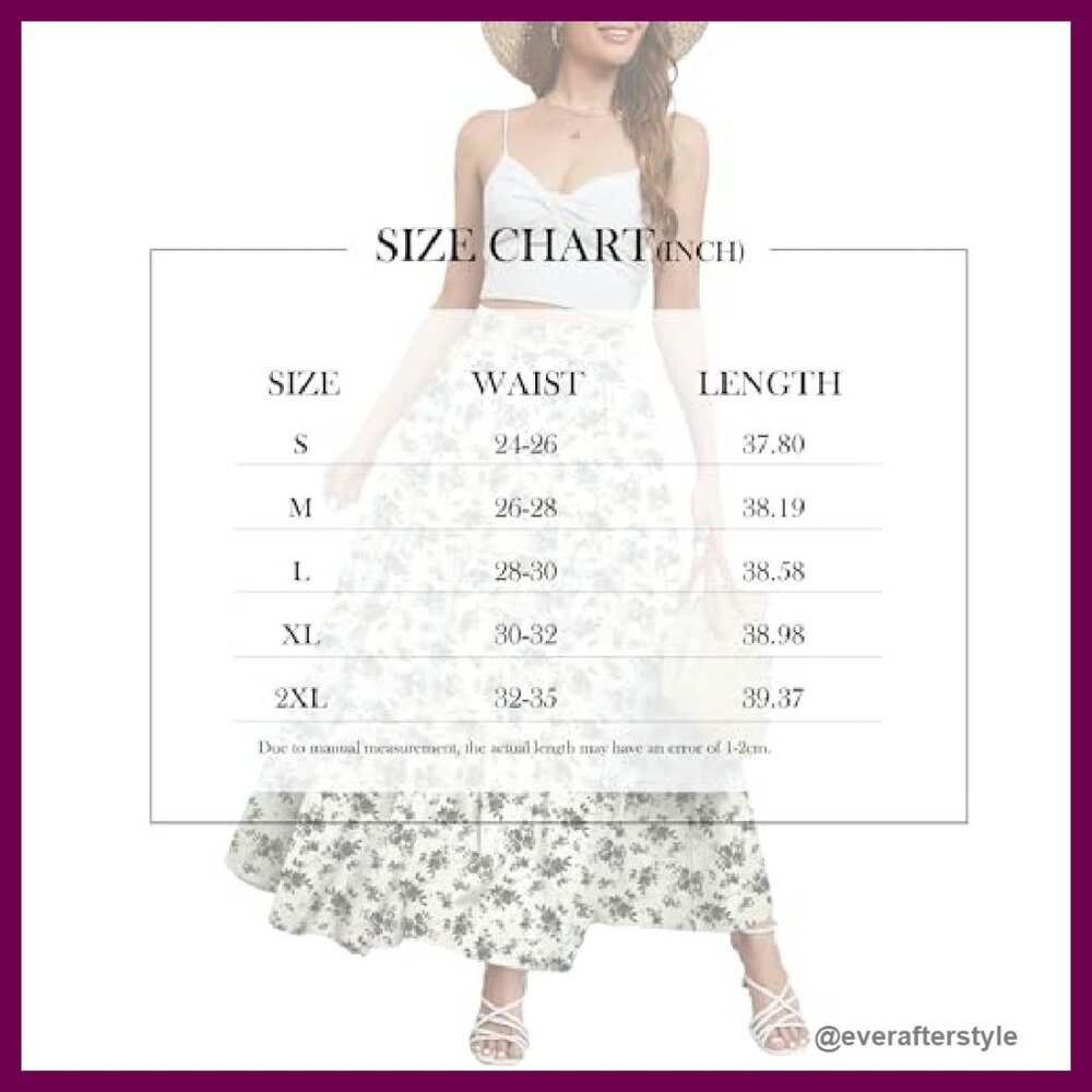 Boho Maxi Skirt Flowy Pleated Tiered High Waist Elastic A-Line Summer - Picture 7 of 8